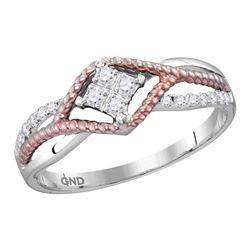 0.20 CTW Diamond Rope Ring 10KT Two-tone Gold - REF-24F2N