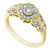 Image 1 : 0.34 CTW Diamond Solitaire Floral Cluster Milgrain Ring 10KT Yellow Gold - REF-34H4M