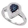 Image 1 : 0.25 CTW Blue Color Diamond Teardrop Cluster Ring 14KT White Gold - REF-37N5F