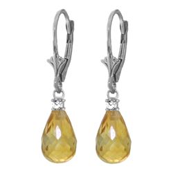 Genuine 4.6 ctw Citrine & Diamond Earrings Jewelry 14KT White Gold - REF-30T2A