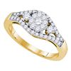 Image 1 : 0.60 CTW Diamond Flower Cluster Ring 10KT Yellow Gold - REF-57Y2X