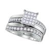 Image 2 : 1.18 CTW His & Hers Princess Diamond Matching Bridal Ring 14KT White Gold - REF-127M4H