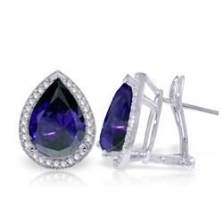 Genuine 10.52 ctw Sapphire & Diamond Earrings Jewelry 14KT White Gold - REF-173T5A