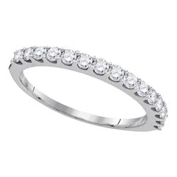 0.50 CTW Pave-set Diamond Single Row Wedding Ring 14KT White Gold - REF-41H3M