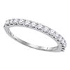 Image 1 : 0.50 CTW Pave-set Diamond Single Row Wedding Ring 14KT White Gold - REF-41H3M