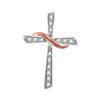 Image 1 : 0.05 CTW Diamond Cross Pendant 10KT Two-tone Gold - REF-7X4Y