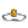 Genuine 0.46 ctw Citrine & Diamond Ring Jewelry 14KT White Gold - REF-27A3K