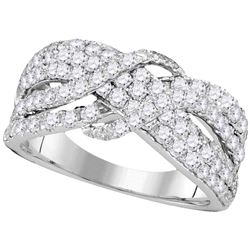 1.51 CTW Pave-set Diamond Crossover Strand Ring 14KT White Gold - REF-139Y5X