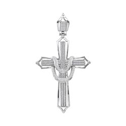 0.55 CTW Mens Diamond Adorned Cross Charm Pendant 10KT White Gold - REF-71H9M