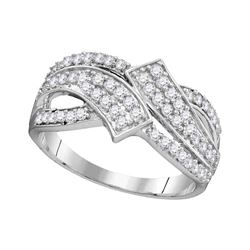 0.50 CTW Diamond Bypass Crossover Ring 10KT White Gold - REF-30N2F