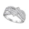 Image 1 : 0.50 CTW Diamond Bypass Crossover Ring 10KT White Gold - REF-30N2F