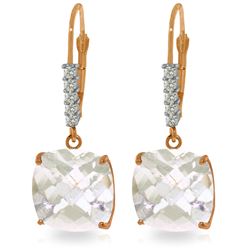 Genuine 7.35 ctw White Topaz & Diamond Earrings Jewelry 14KT Rose Gold - REF-57V3W