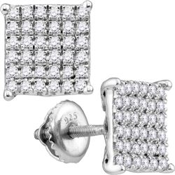 0.98 CTW Diamond Square Cluster Stud Earrings 10KT White Gold - REF-67W4K