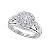 0.30 CTW Diamond Floral Halo Bridal Engagement Ring 10KT White Gold - REF-49F5N