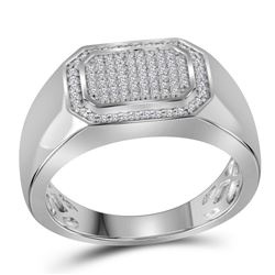 0.27 CTW Mens Diamond Octagon Cluster Ring 10KT White Gold - REF-49N5F