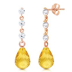 Genuine 3.3 ctw Citrine & Diamond Earrings Jewelry 14KT Rose Gold - REF-42V9W