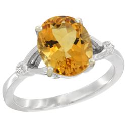 Natural 2.41 ctw Citrine & Diamond Engagement Ring 14K White Gold - REF-33V8F