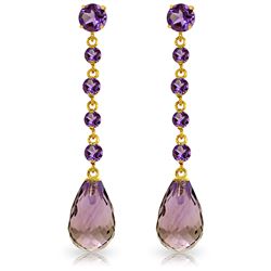 Genuine 23 ctw Amethyst Earrings Jewelry 14KT Yellow Gold - REF-50N6R