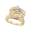 Image 1 : 0.40 CTW His & Hers Diamond Cluster Matching Bridal Ring 10KT Yellow Gold - REF-71K9W