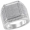 0.95 CTW Mens Diamond Edged Square Cluster Ring 10KT White Gold - REF-67X4Y