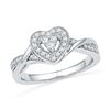 0.25 CTW Diamond Heart Love Ring 10KT White Gold - REF-25M4H