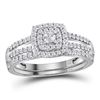 0.50 CTW Diamond Split-shank Bridal Engagement Ring 10KT White Gold - REF-44N9F
