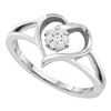 0.08 CTW Diamond Heart Flower Cluster Ring 10KT White Gold - REF-20Y9X