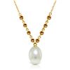 Genuine 5 ctw Pearl & Citrine Necklace Jewelry 14KT Yellow Gold - REF-25R4P