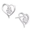 Image 1 : 0.15 CTW Diamond Cluster Heart Screwback Earrings 10KT White Gold - REF-22Y4X