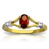 Genuine 0.46 ctw Garnet & Diamond Ring Jewelry 14KT Yellow Gold - REF-27F2Z