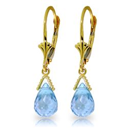 Genuine 4.5 ctw Blue Topaz Earrings Jewelry 14KT Yellow Gold - REF-22M7T