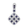 0.97 CTW Created Blue Sapphire Square Pendant 10KT White Gold - REF-36Y2X