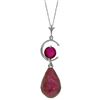 Genuine 9.3 ctw Ruby Necklace Jewelry 14KT White Gold - REF-26H9X