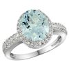 Natural 2.56 ctw Aquamarine & Diamond Engagement Ring 14K White Gold - REF-52M2H