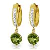 Genuine 2.63 ctw Peridot & Diamond Earrings Jewelry 14KT Yellow Gold - REF-56K2V