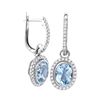 2.44 CTW Natural Aquamarine Diamond Oval Dangle Earrings 14KT White Gold - REF-112Y5X