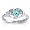 Genuine 0.96 ctw Blue Topaz & Diamond Ring Jewelry 14KT White Gold - REF-40H3X