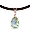 Genuine 6.51 ctw Green Amethyst & Diamond Necklace Jewelry 14KT Rose Gold - REF-26R9P