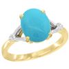 Image 1 : Natural 2.41 ctw Turquoise & Diamond Engagement Ring 14K Yellow Gold - REF-40G6M