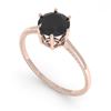 Image 2 : 1.0 CTW Black Diamond Solitaire Engagement Ring 18K Rose Gold - REF-53M6H - 35900