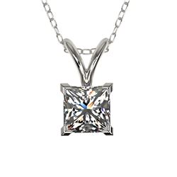 0.50 CTW Certified VS/SI Quality Princess Diamond Necklace 10K White Gold - REF-79Y5K - 33166