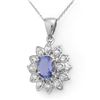 Image 1 : 2.0 CTW Tanzanite & Diamond Pendant 14K White Gold - REF-57W3F - 14042