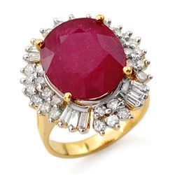 10.65 CTW Ruby & Diamond Ring 14K Yellow Gold - REF-246T4M - 13195