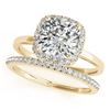 Image 1 : 1.1 CTW Certified VS/SI Cushion Diamond 2Pc Set Solitaire Halo 14K Yellow Gold - REF-228T9M - 31411