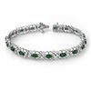 Image 1 : 4.02 CTW Emerald & Diamond Bracelet 14K White Gold - REF-86Y9K - 14506
