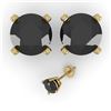 Image 2 : 4.0 CTW Black Diamond Stud Designer Earrings 14K Yellow Gold - REF-104H2A - 38390