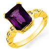Image 1 : 4.25 CTW Amethyst & Diamond Ring 14K Yellow Gold - REF-44F4N - 10412