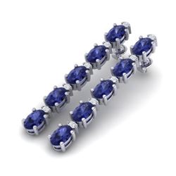 10.36 CTW Tanzanite & VS/SI Certified Diamond Tennis Earrings 10K White Gold - REF-102A2X - 29407