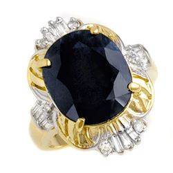 8.07 CTW Blue Sapphire & Diamond Ring 10K Yellow Gold - REF-89H3A - 12682