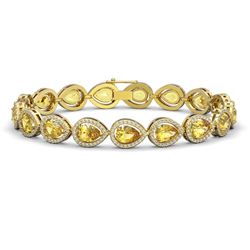 15.91 CTW Fancy Citrine & Diamond Halo Bracelet 10K Yellow Gold - REF-276N2Y - 41134